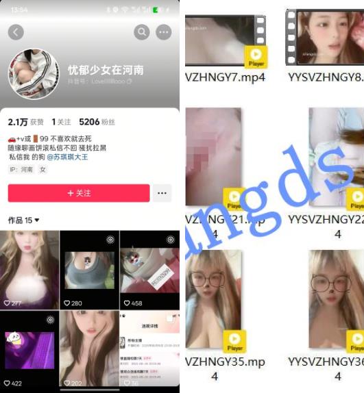 抖音 忧郁少女在河南 精神小妹 露脸露点 口交 插B等【42V】【571M】